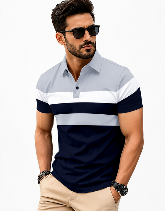 Bawaal Men's Color Block T-Shirt — Half Sleeve, Striped, Casual & Gym Wear