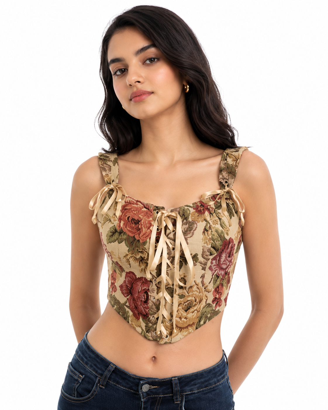 Bawaal Women’s Jacquard Solid Crop Top with Shoulder Straps