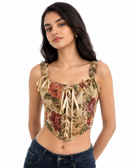 Bawaal Women’s Jacquard Solid Crop Top with Shoulder Straps