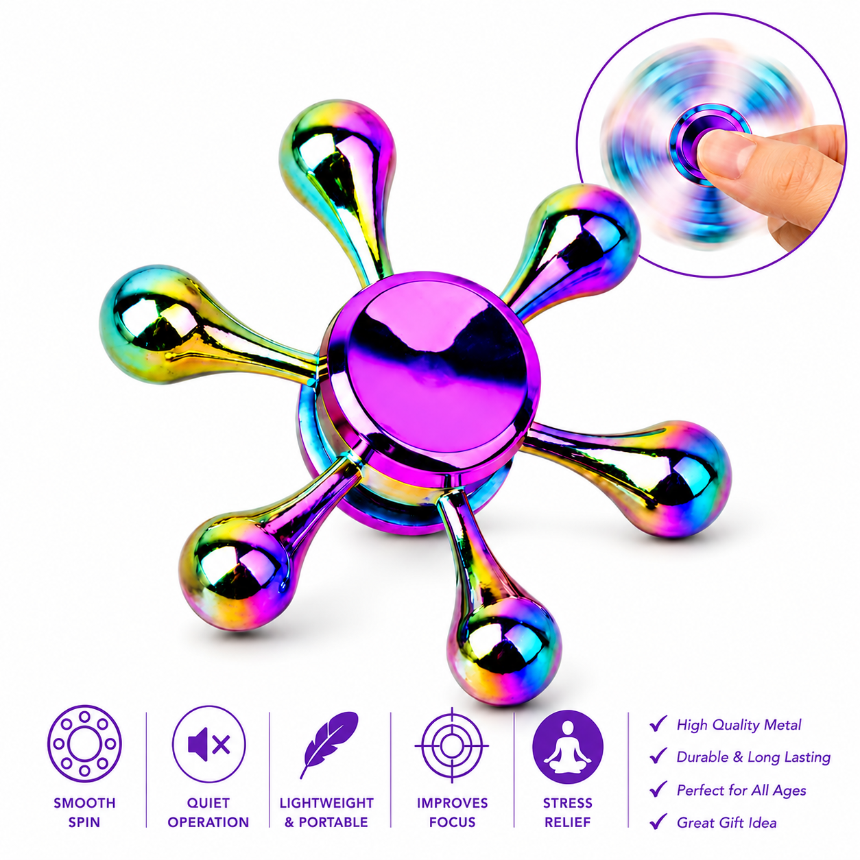 Bawaal 6 Arm Fidget Maze Metal Puzzle Spinner – Stress Relief Sensory Toy for Kids & Adults | Creative Brain Teaser Game | Made in India