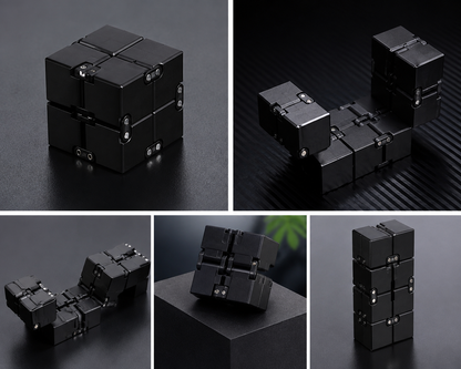 Bawaal Infinity Light Luxury EDC Infinity Cube Toy | Stress Relief & Anxiety Relief Desk Toy | Compact Durable Fidget Cube | Black Color | Pack of 1