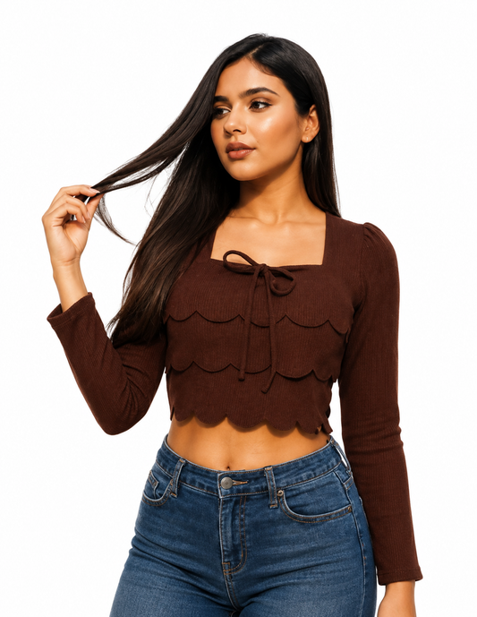 Women's Solid Lycra Three-Quarter Sleeve Top | Casual Stylish Daily Wear